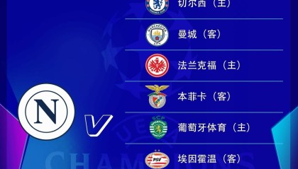 好签！那不勒斯欧冠赛程：开局战曼城收官对切尔西，第4轮对法鹰